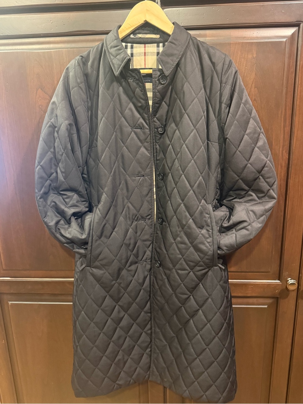 Vintage Burberry London Black Quilted 3/4 Length Coat – Size Small
